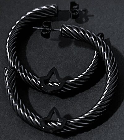 Elegant Ivy Cable Earrings - Black