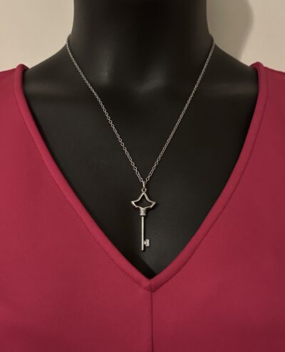 The Ivy Key Charm Necklace - Sterling Silver .925