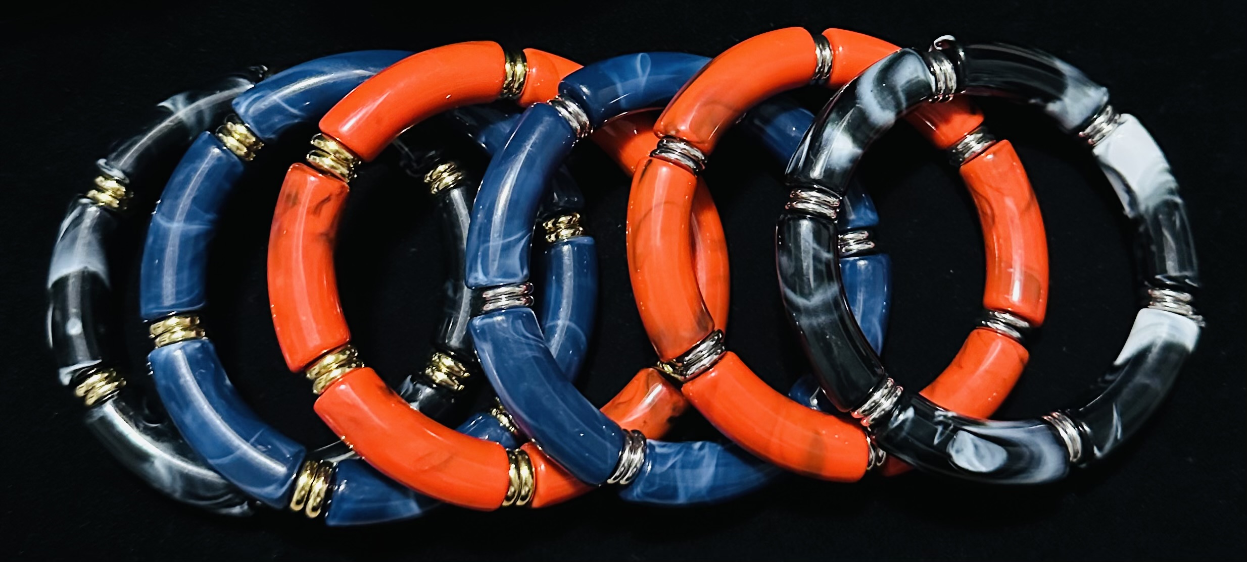 Beautiful Bohemian Broken Crystal & Marble Stretch Bracelets - Image 13