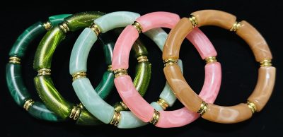Beautiful Bohemian Broken Crystal & Marble Stretch Bracelets
