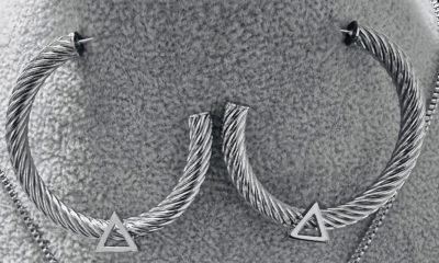 Elegant Triangle Cable Earrings - Black, Gold and Silver