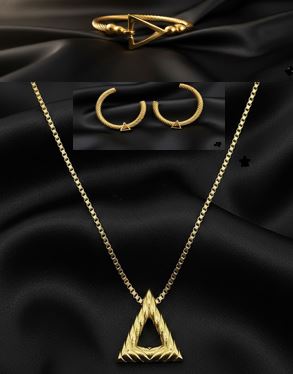 Elegant Gold Cable DST Three Piece Necklace Set