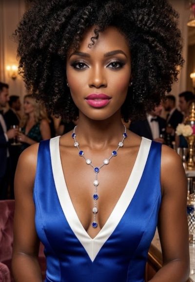 Radiant Lariat Y-Necklace: Silver Blue and White