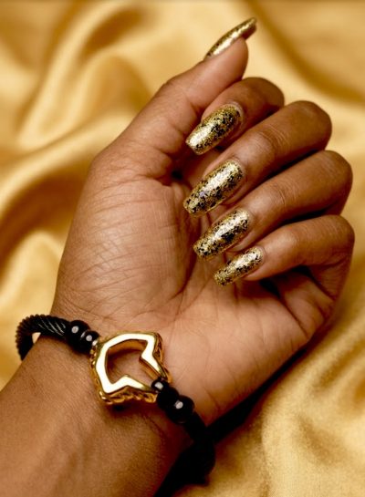 Elegant Two-Tone Large Cable Bracelet - Black/Gold