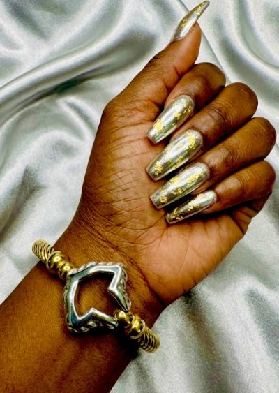 Elegant Two-Tone Large Cable Bracelet - Gold/Silver