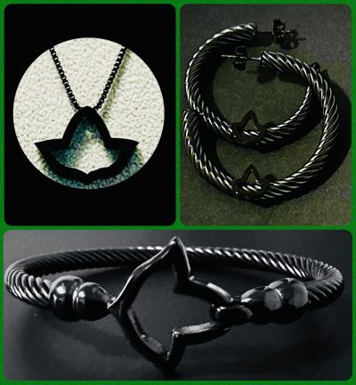 Black Ivy Necklace, Bracelet and Earrings Set